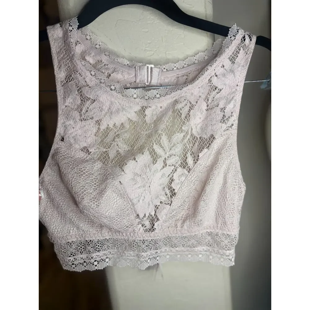 Victoria’s Secret High Neck Lace Bralette Light Pink Small 0-2